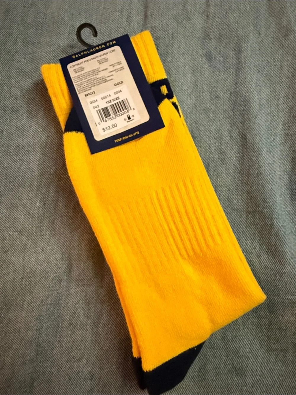 Polo by Ralph Lauren Gold Athletic Crew Socks with Navy Accents